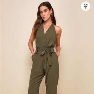 Olive Green Lulus Sleeveless Jumpsuit